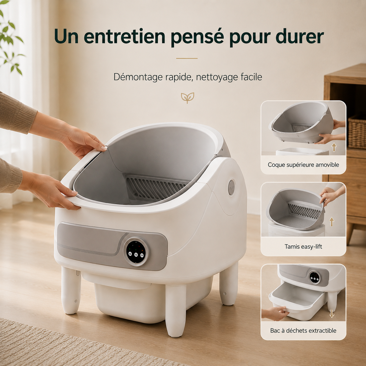 Litière Automatique Ouverte pour Chat – Bio-Radar, Connectée & Sécurisé