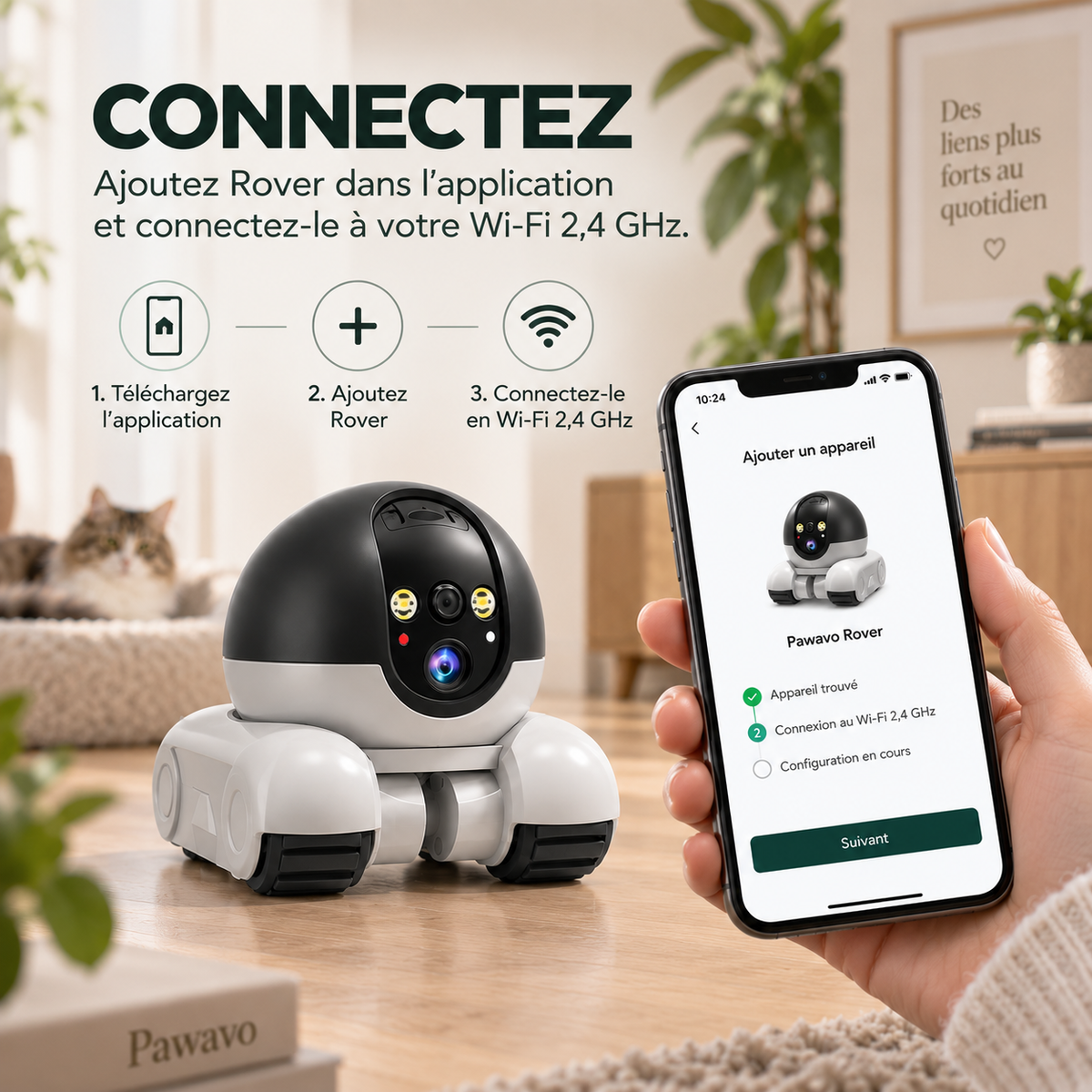 Caméra robot pour chat 1080p – Pawavo Rover