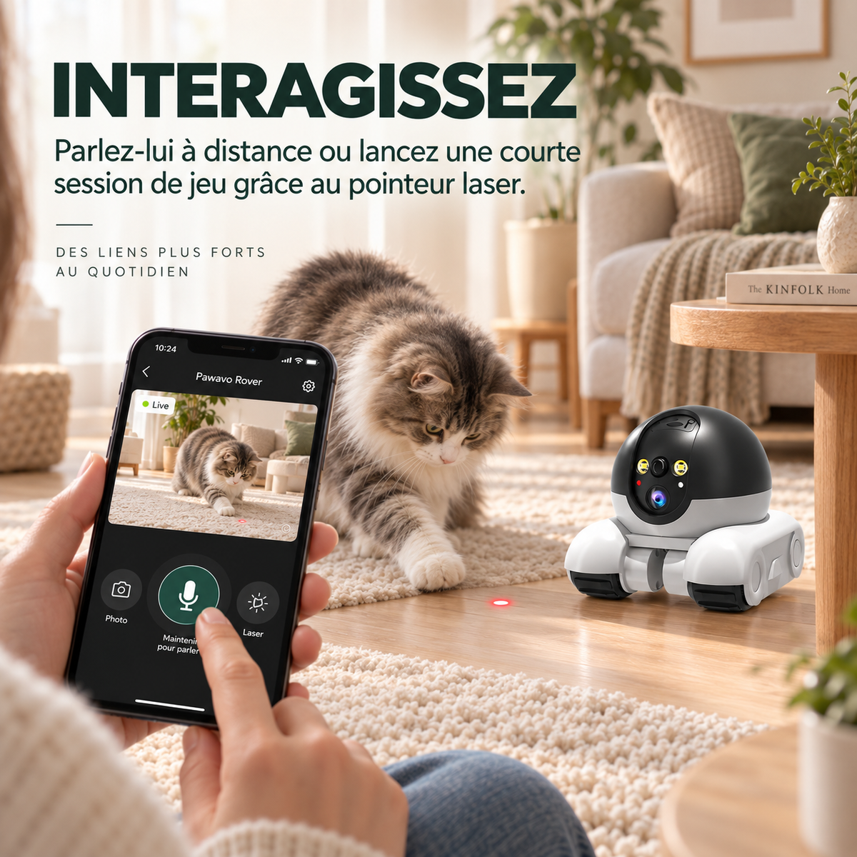 Caméra robot pour chat 1080p – Pawavo Rover