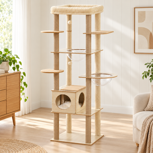 Grand arbre à chat en bois 180 cm – Pawavo Noma