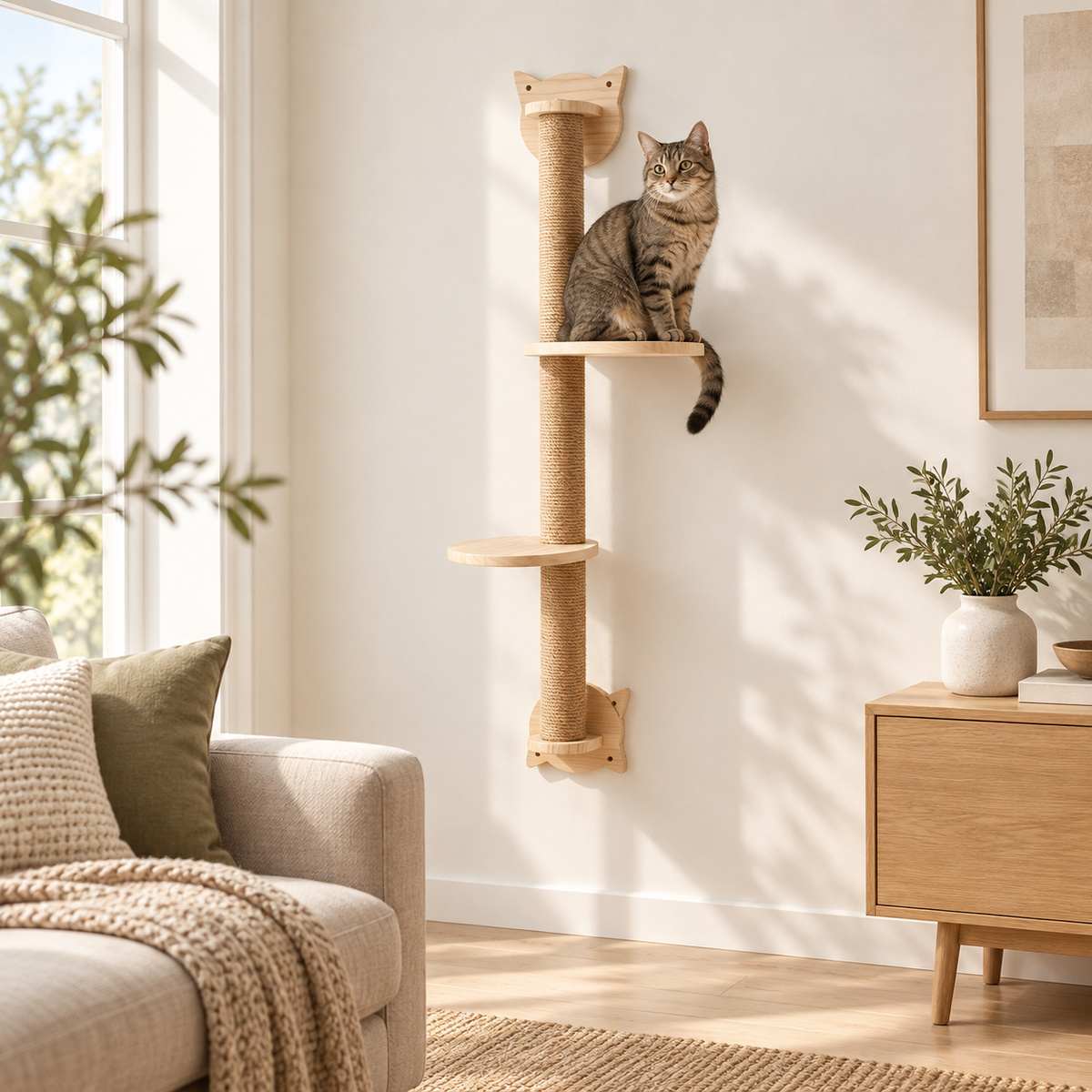Arbre à chat mural en bois – Pawavo Climb