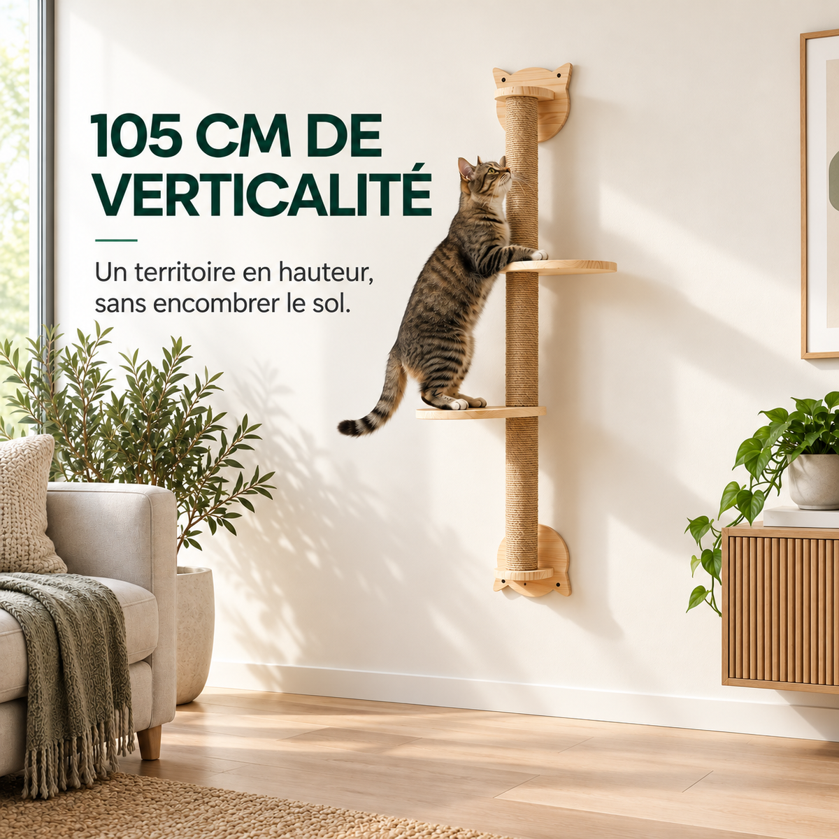 Arbre à chat mural en bois – Pawavo Climb