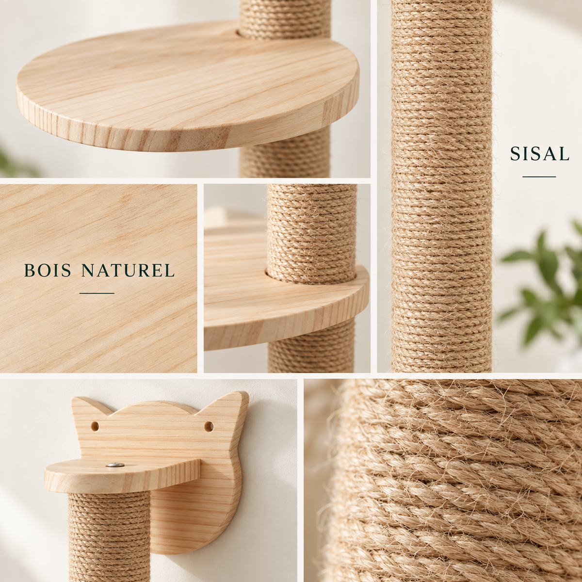 Arbre à chat mural en bois – Pawavo Climb