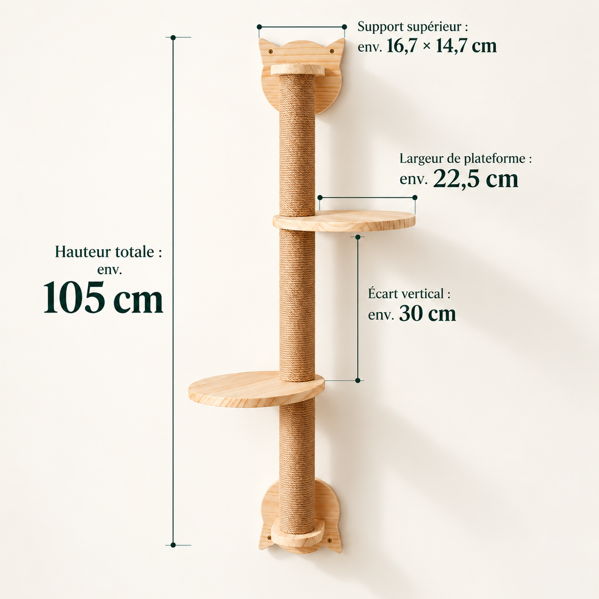Arbre à chat mural en bois – Pawavo Climb