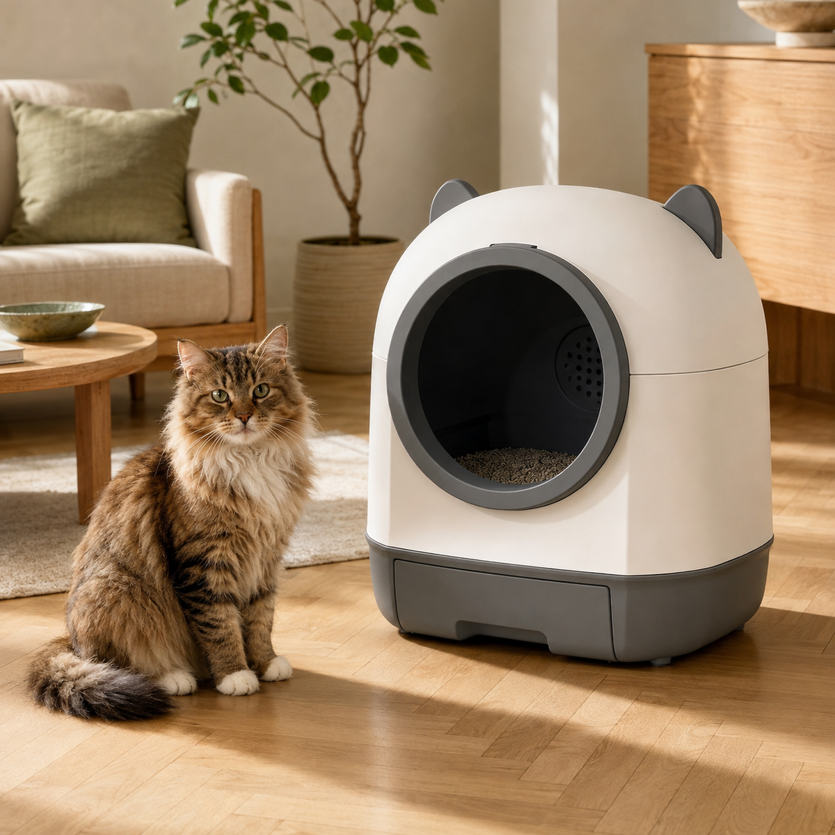 Litière Automatique XXL pour Chat – Grand Format, Autonettoyante & Connectée