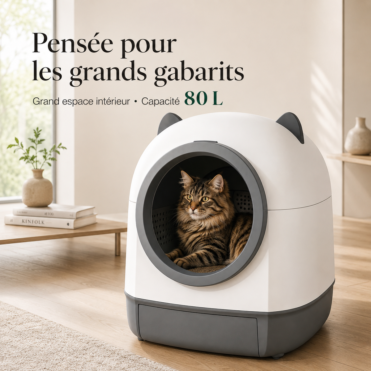 Litière Automatique XXL pour Chat – Grand Format, Autonettoyante & Connectée