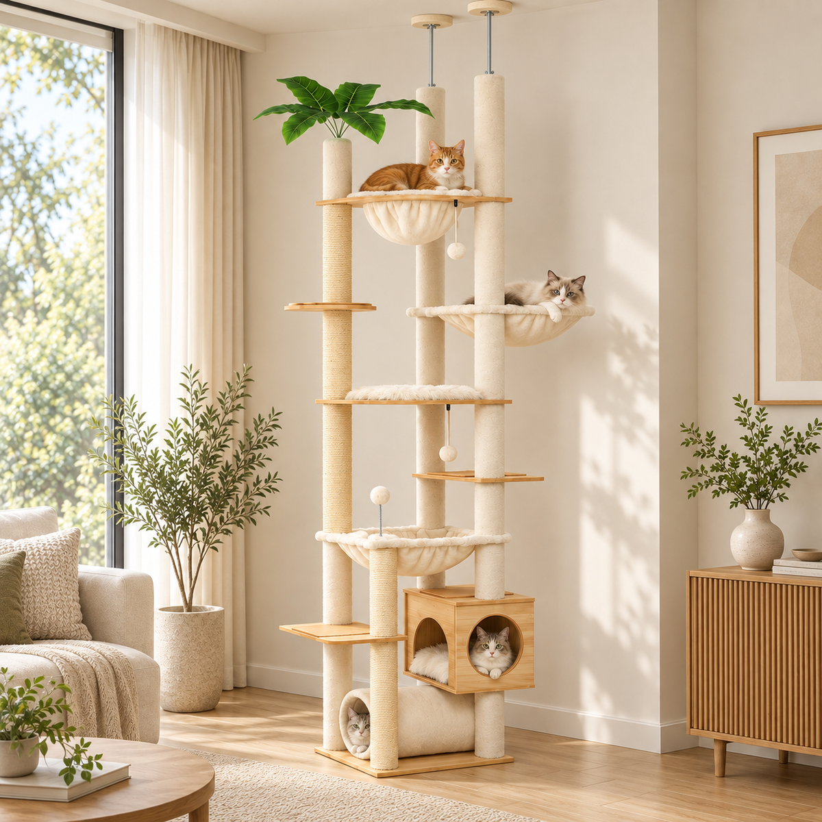Arbre à chat du sol au plafond réglable – Pawavo Sky