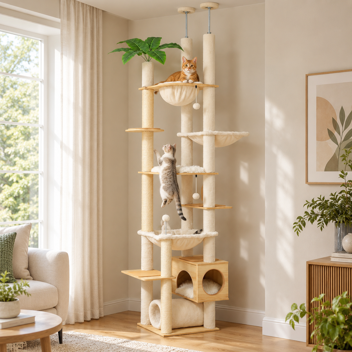 Arbre à chat du sol au plafond réglable – Pawavo Sky