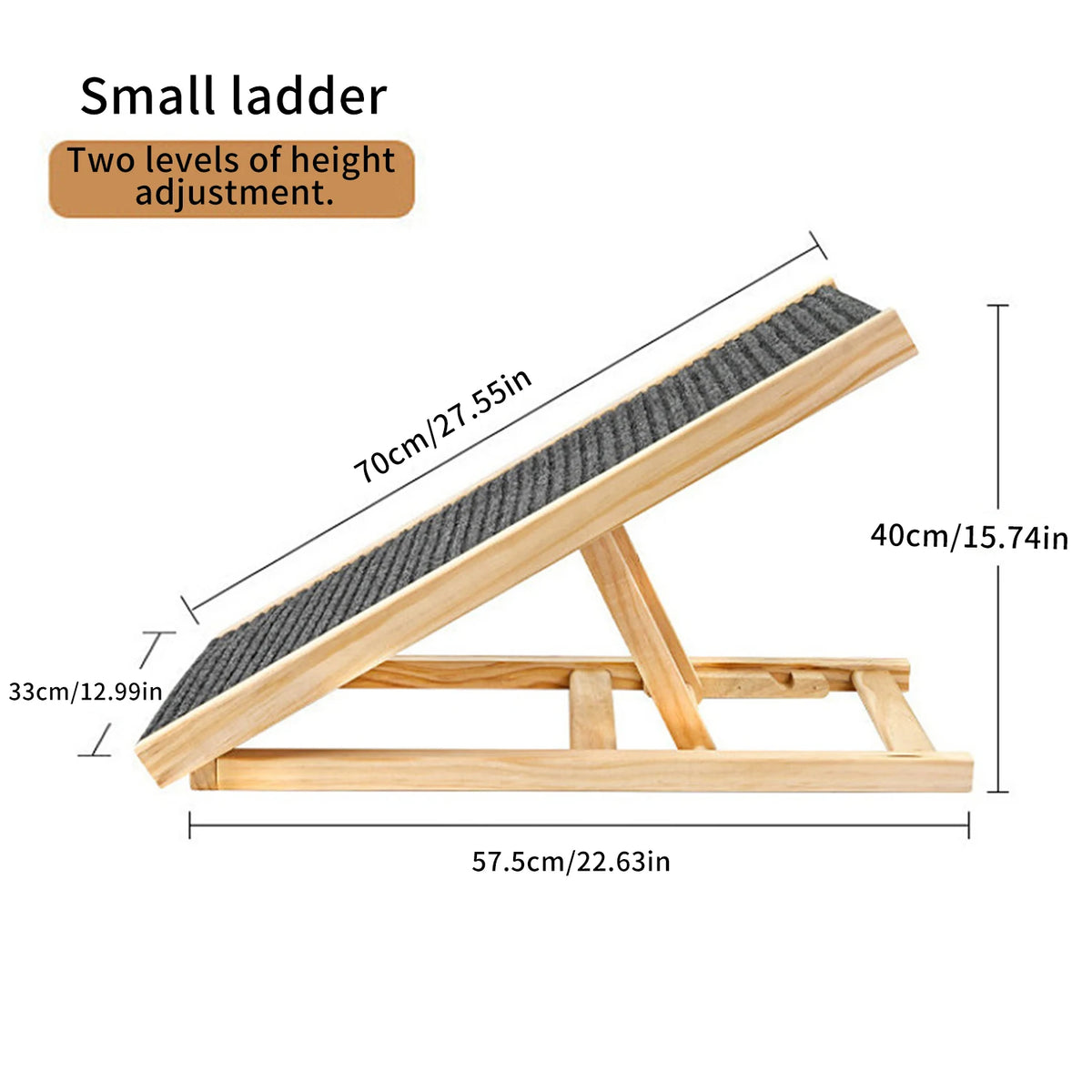 Rampe pour chien pliable et réglable – Bois, antidérapante, 4 hauteurs