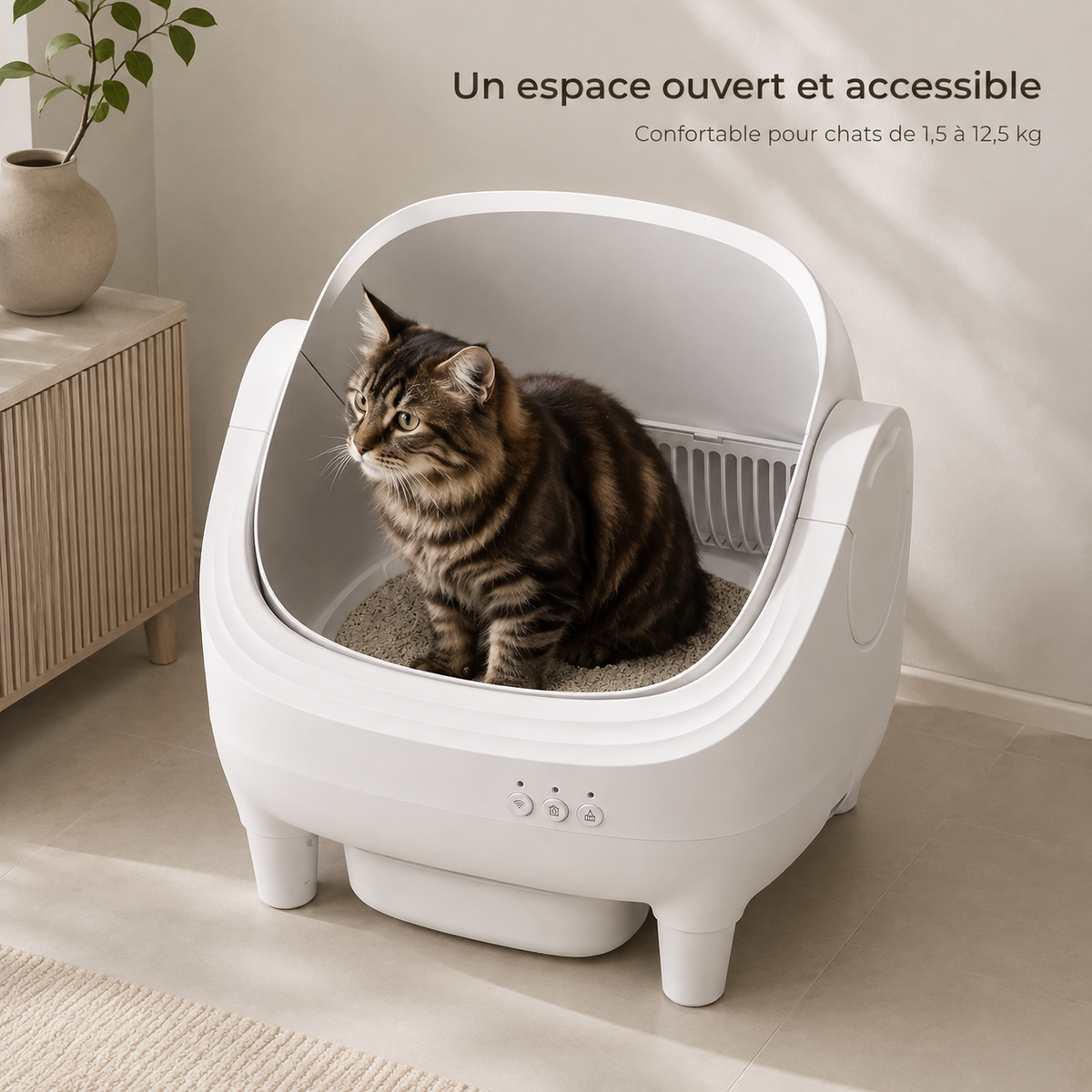 Litière Automatique pour chat – Autonettoyante, Connectée & Sécurisé