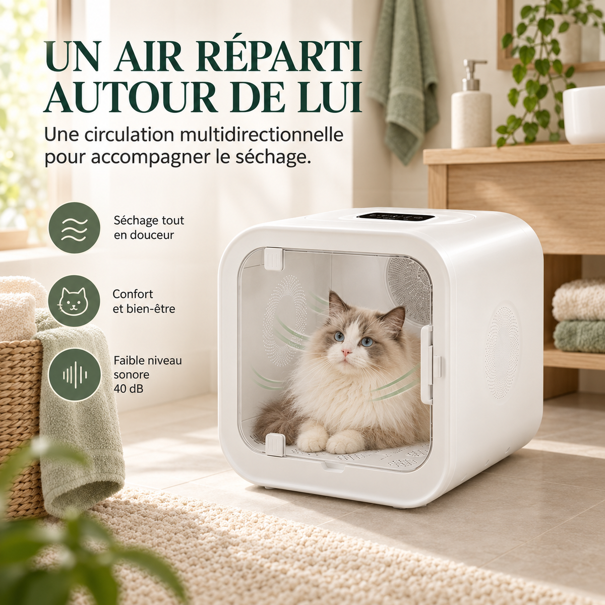 Cabine de séchage pour chien et chat 70 L – Pawavo AirCabin