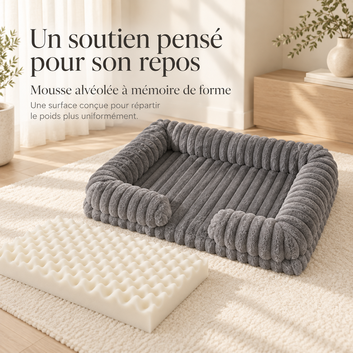Panier orthopédique pour chien à mémoire de forme | Pawavo Nido