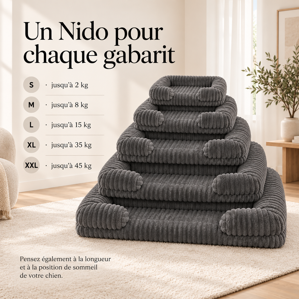 Panier orthopédique pour chien à mémoire de forme | Pawavo Nido