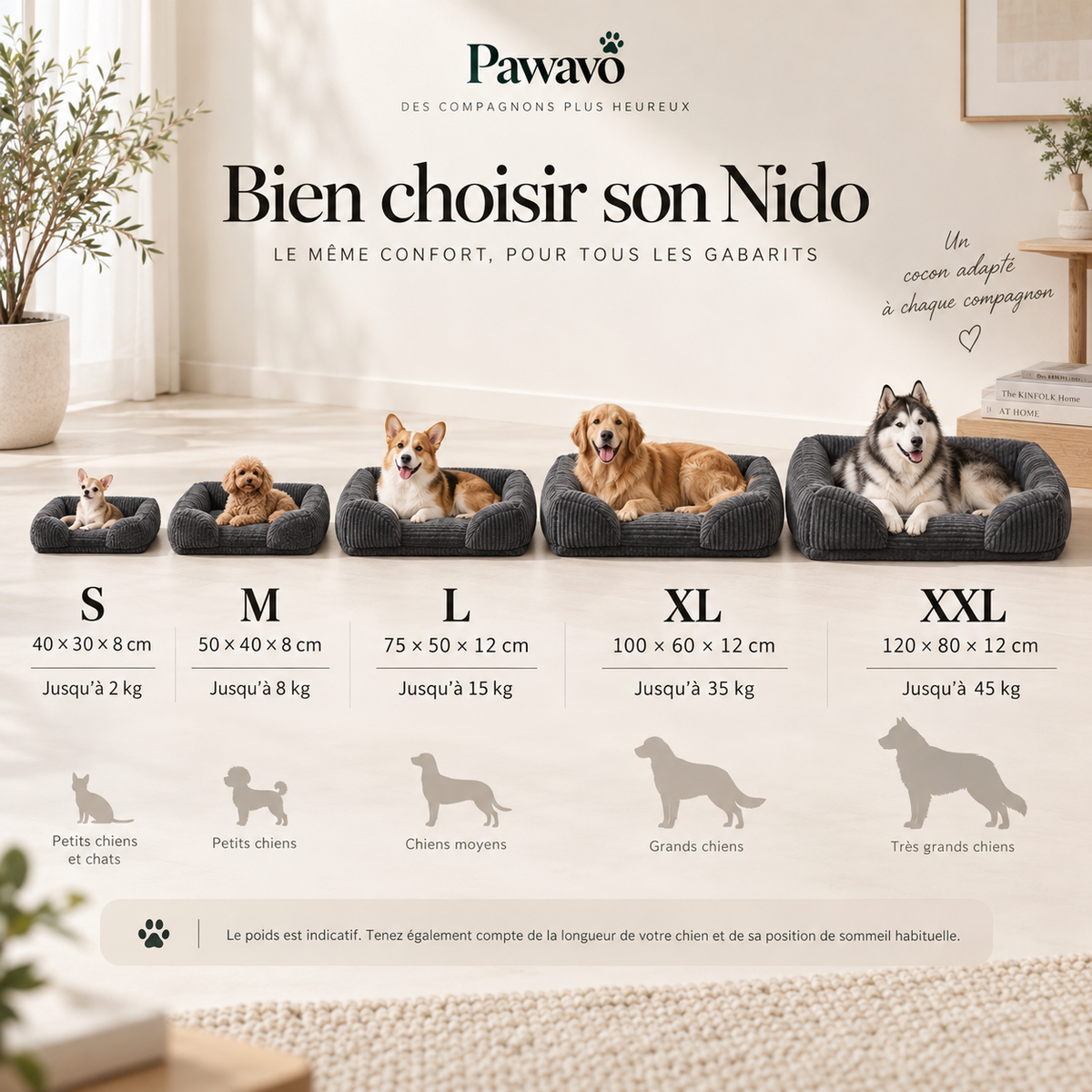 Panier orthopédique pour chien à mémoire de forme | Pawavo Nido