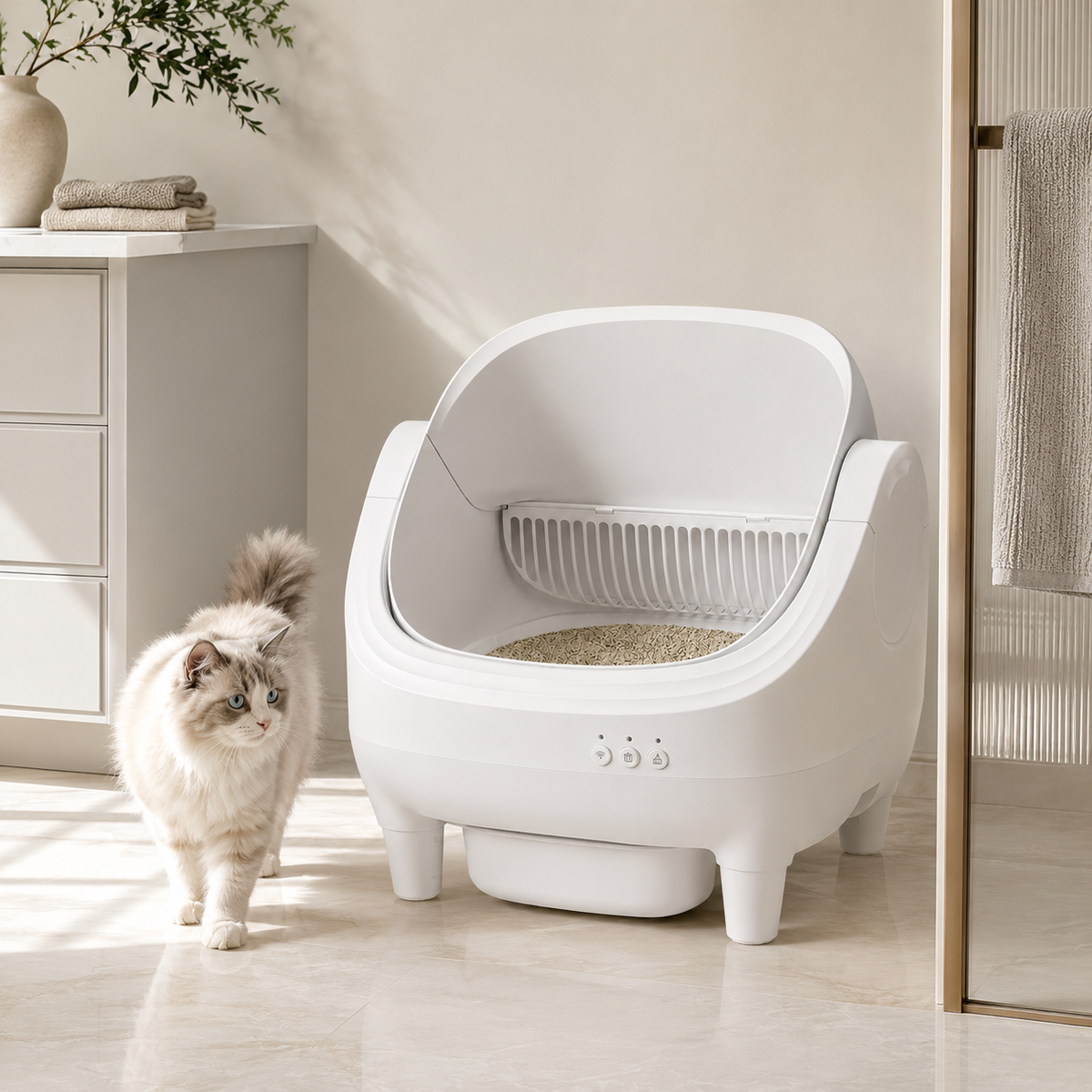 Litière Automatique pour chat – Autonettoyante, Connectée & Sécurisé