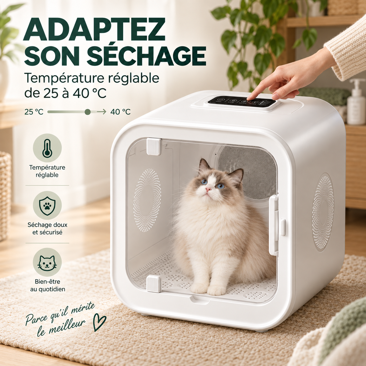 Cabine de séchage pour chien et chat 70 L – Pawavo AirCabin